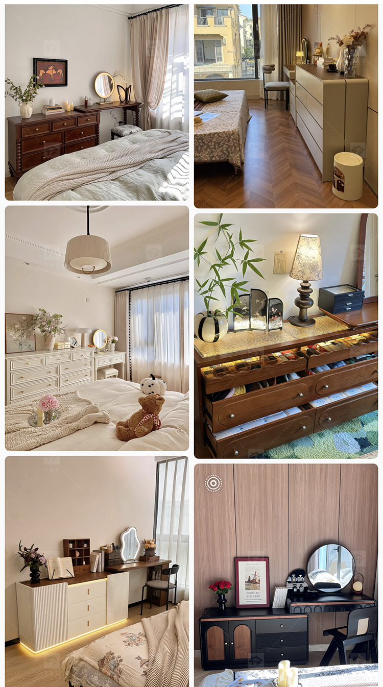 Modern Lighted Solid Wood Makeup Vanity Chest Round Anti-collision Corner Storage Cabinet for Bedroom & Bathroom Use