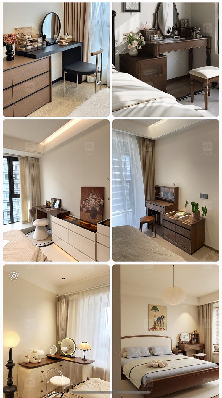 Modern Lighted Solid Wood Makeup Vanity Chest Round Anti-collision Corner Storage Cabinet for Bedroom & Bathroom Use