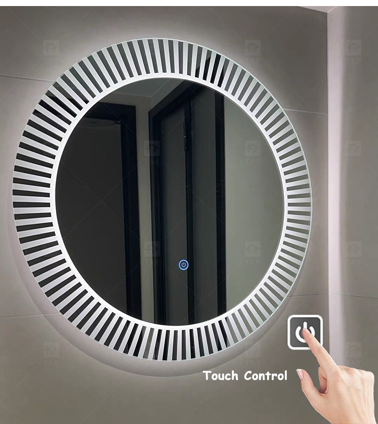 80cm Round LED Bathroom Mirror Sunburst Frame Backlit Wall Mounted Vanity Mirror