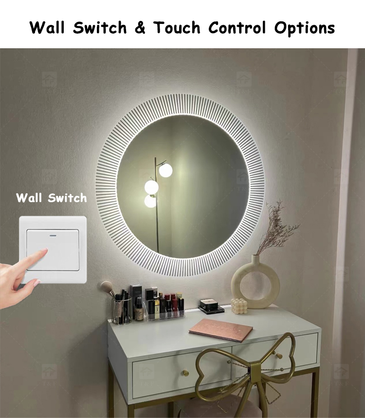 80cm Round LED Bathroom Mirror Sunburst Frame Backlit Wall Mounted Vanity Mirror