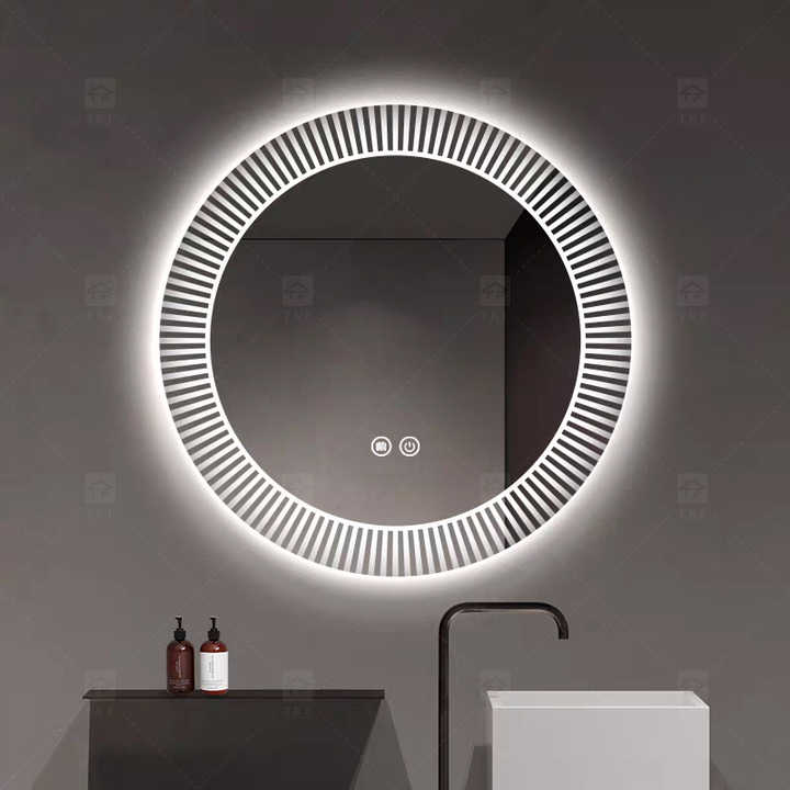 80cm Round LED Bathroom Mirror Sunburst Frame Backlit Wall Mounted Vanity Mirror