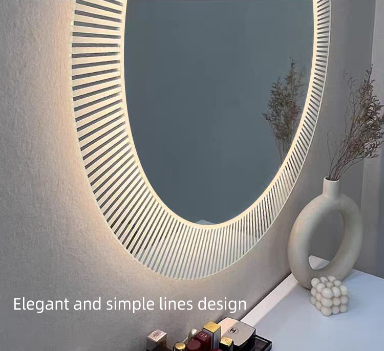80cm Round LED Bathroom Mirror Sunburst Frame Backlit Wall Mounted Vanity Mirror