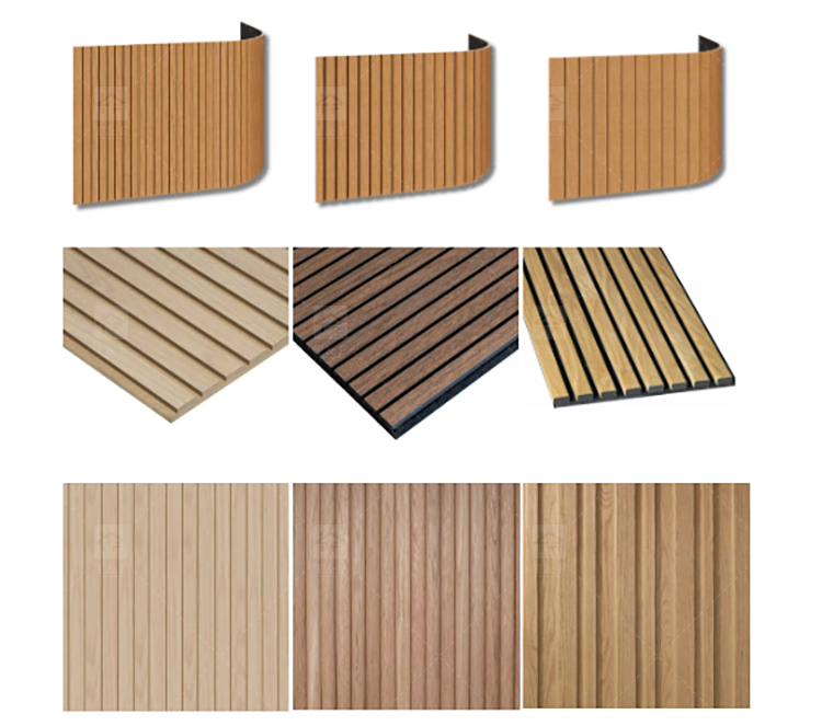 Modern Wooden Slat Acoustic Panel with Wood Veneer Sound Absorbing 3D Model Design for Living Room Bedroom Interior Wall Decor