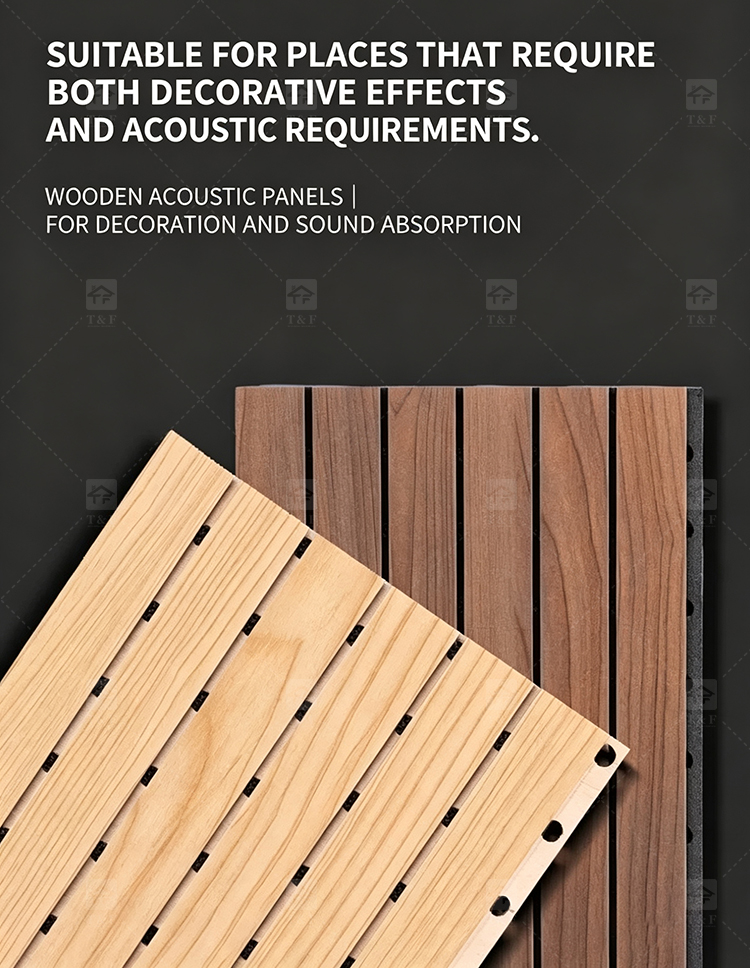 Modern Wooden Slat Acoustic Panel with Wood Veneer Sound Absorbing 3D Model Design for Living Room Bedroom Interior Wall Decor