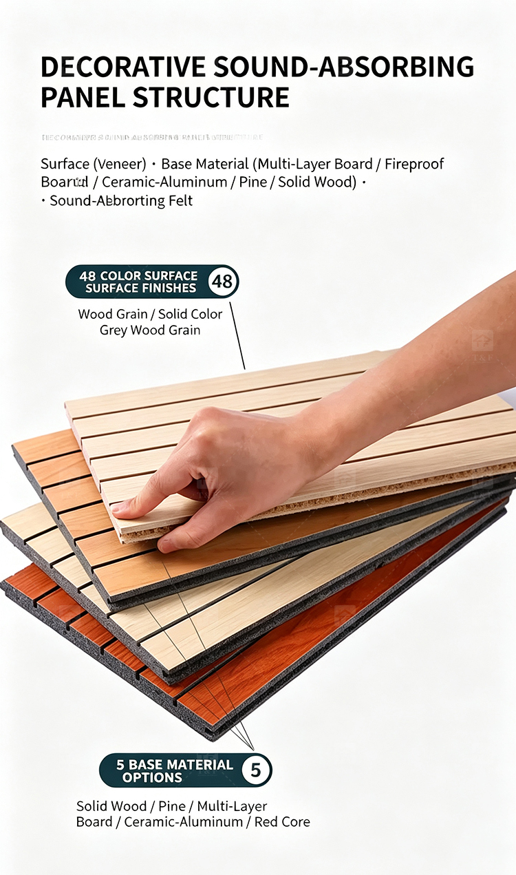 Modern Wooden Slat Acoustic Panel with Wood Veneer Sound Absorbing 3D Model Design for Living Room Bedroom Interior Wall Decor