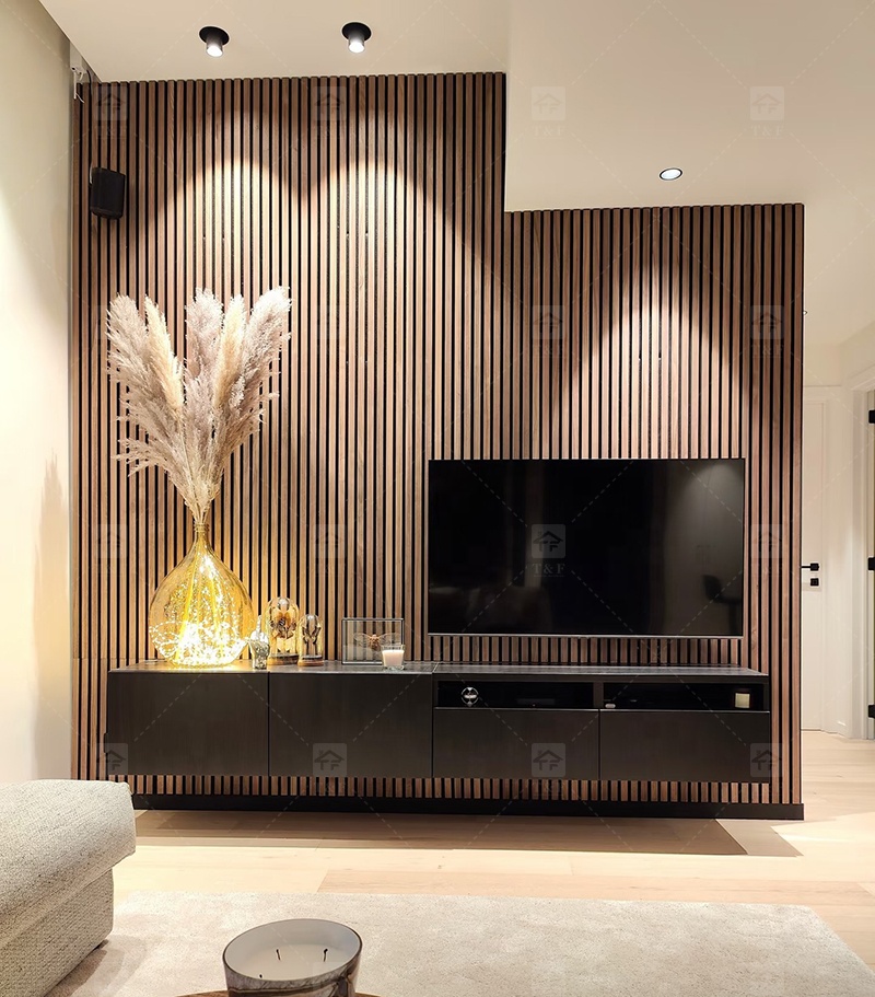 Noise Reduction Wooden Acoustic Slat Panel MDF Soundproof Wall Board for Living Room Bedroom Hotel Drum Room Piano Room Room