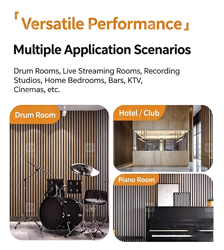 Noise Reduction Wooden Acoustic Slat Panel MDF Soundproof Wall Board for Living Room Bedroom Hotel Drum Room Piano Room Room