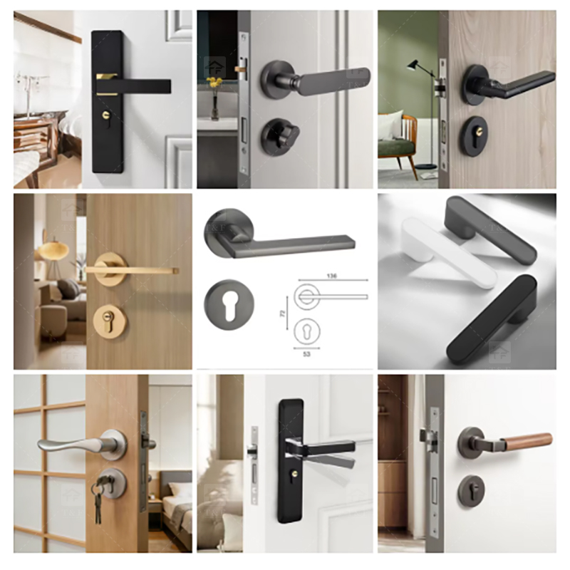 New Arrival Modern Matt Black 304 Stainless Steel Door Lever Handle for Bedroom Villa & Hotel Use with Comfortable Grip