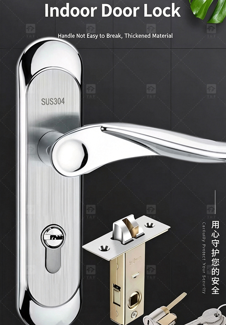 Modern Rustproof SUS304 Stainless Steel Hotel Interior Door Lock Set Silent Mechanism Wooden Lever Lock Multiple Available