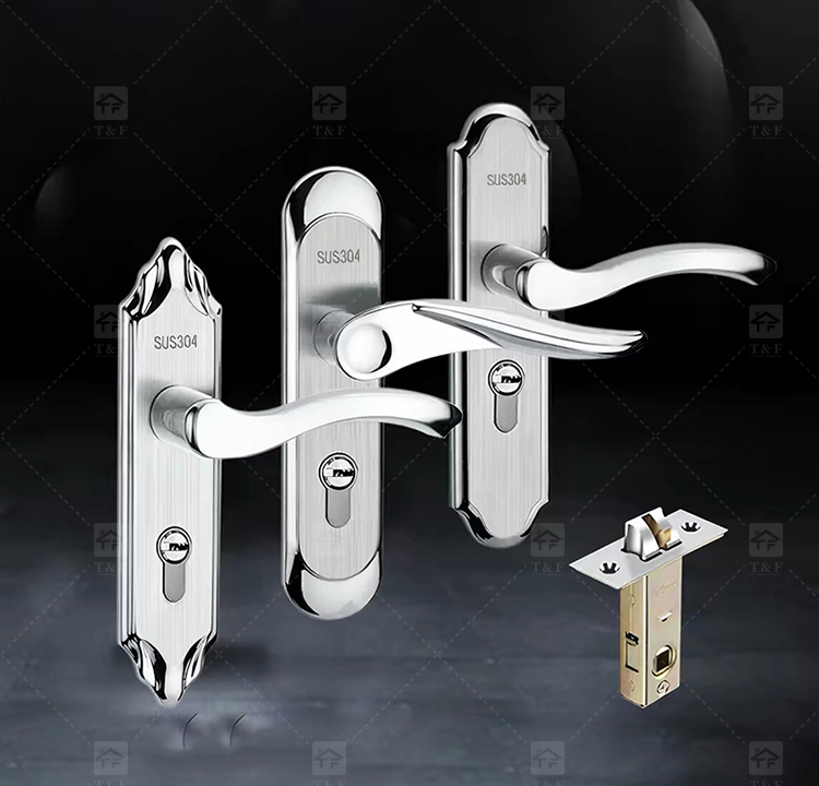 Modern Rustproof SUS304 Stainless Steel Hotel Interior Door Lock Set Silent Mechanism Wooden Lever Lock Multiple Available