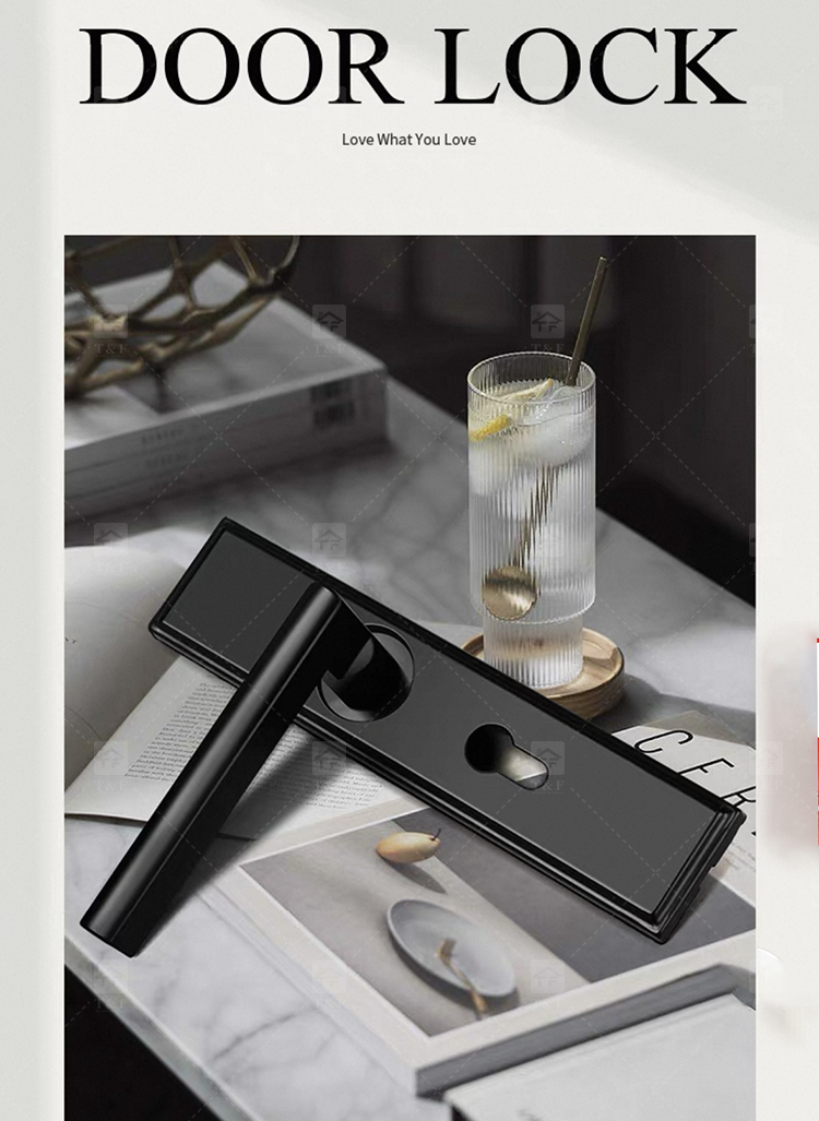 Interior Bathroom Bedroom Wood Handle Door Locks for Wooden Doors Modern Luxury Design Easy Installation Villa & Hotel Use
