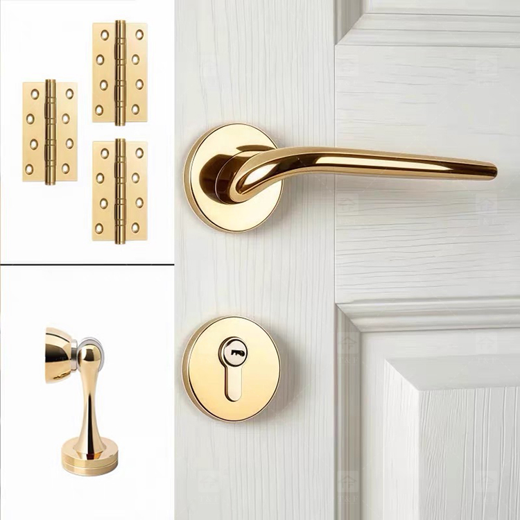 Premium Matte Gold Finish Door Lock Keyed Cylinder Modern Design for Hotels Apartments Durability Meets Style Easy
