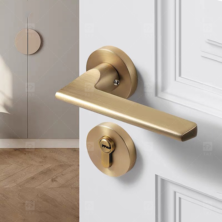 Premium Matte Gold Finish Door Lock Keyed Cylinder Modern Design for Hotels Apartments Durability Meets Style Easy