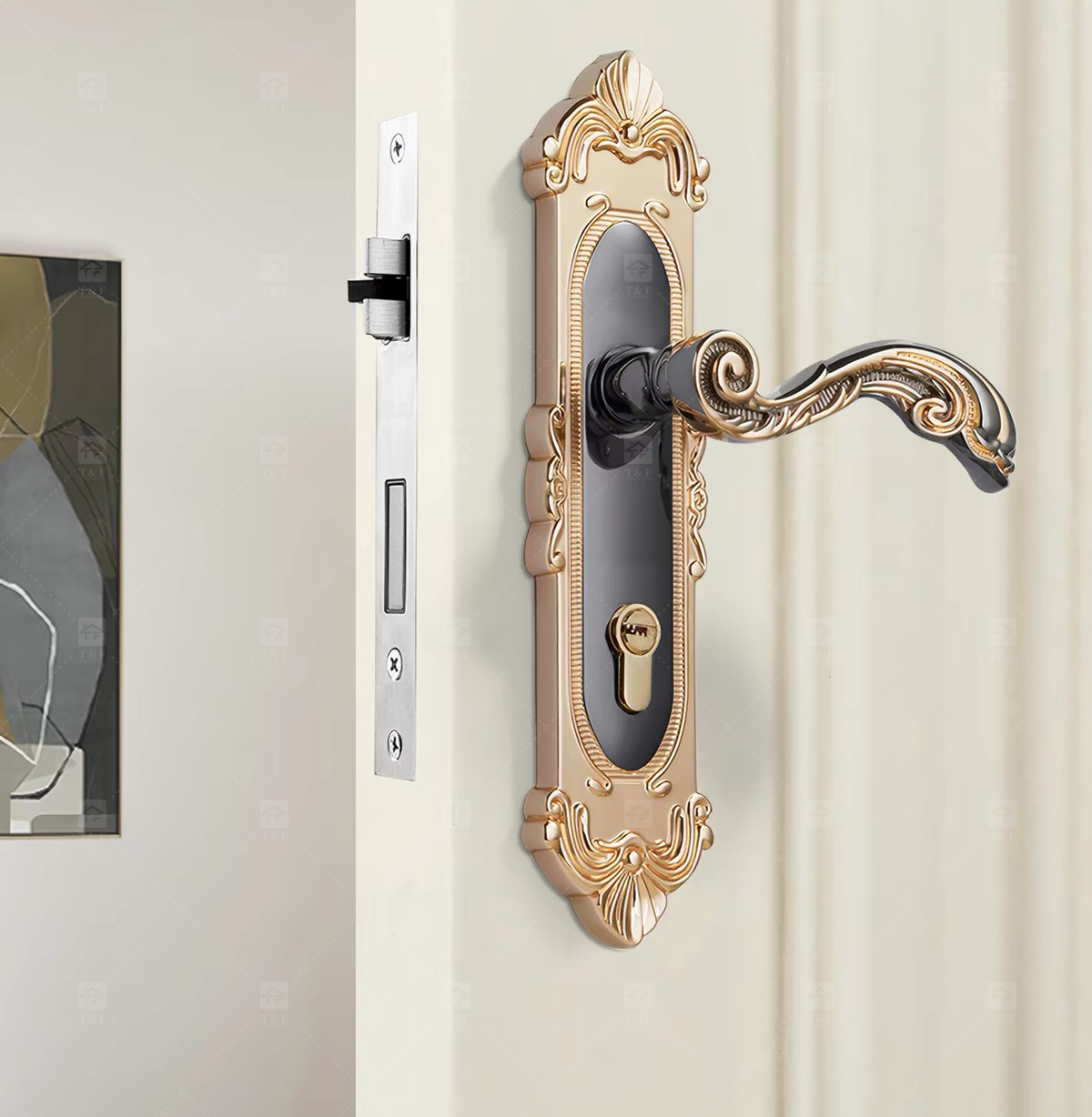 European Modern Interior Door Lock Ivory White Bedroom Door Handle Set Double Single Tongue Mechanism Easy Hotel Apartment