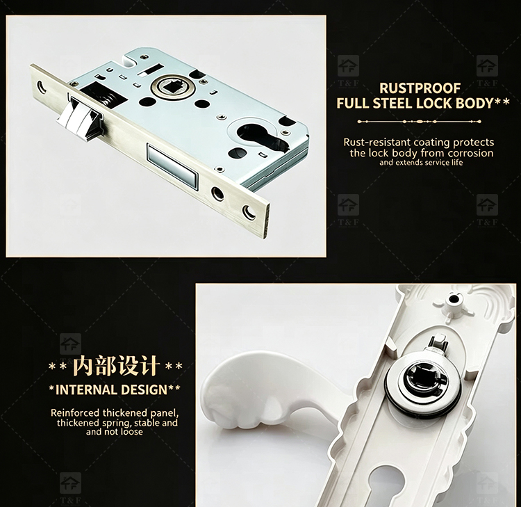 European Modern Interior Door Lock Ivory White Bedroom Door Handle Set Double Single Tongue Mechanism Easy Hotel Apartment