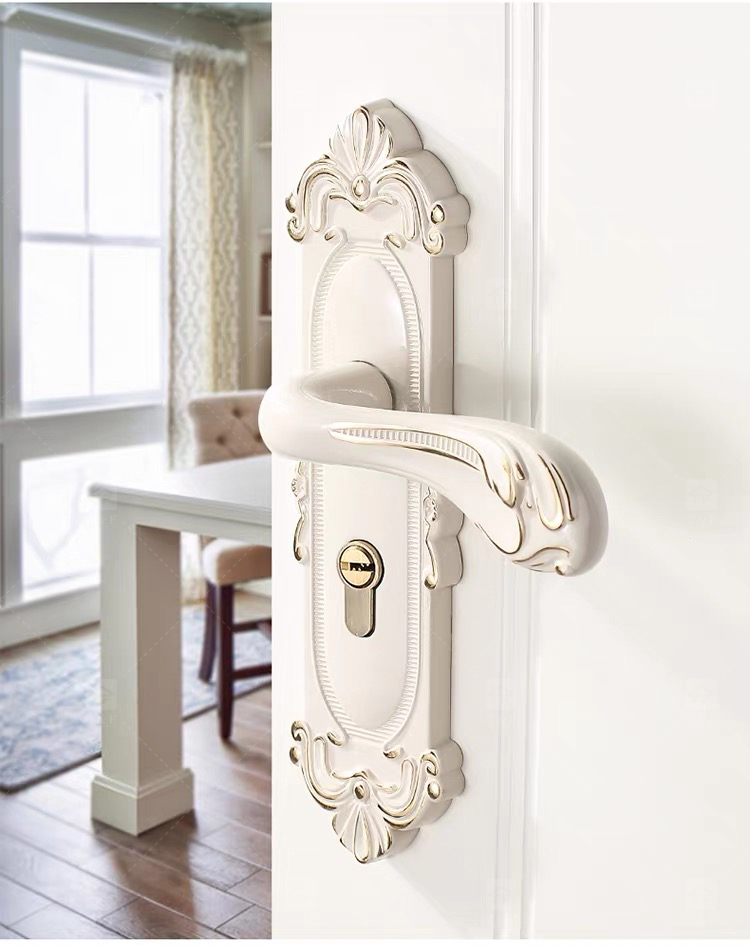 European Modern Interior Door Lock Ivory White Bedroom Door Handle Set Double Single Tongue Mechanism Easy Hotel Apartment