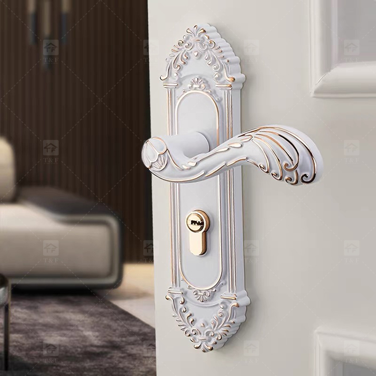 European Modern Interior Door Lock Ivory White Bedroom Door Handle Set Double Single Tongue Mechanism Easy Hotel Apartment