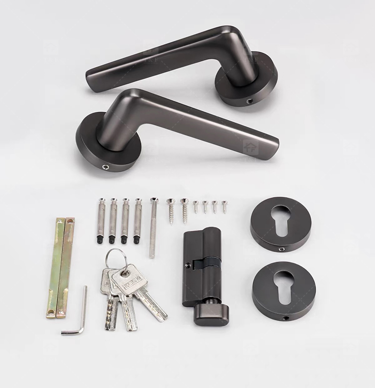 Matte Black Modern Minimalist Villa Door Handle Interior Wood Door Lever Lock Anti-Fingerprint Easy Clean Ambidextrous