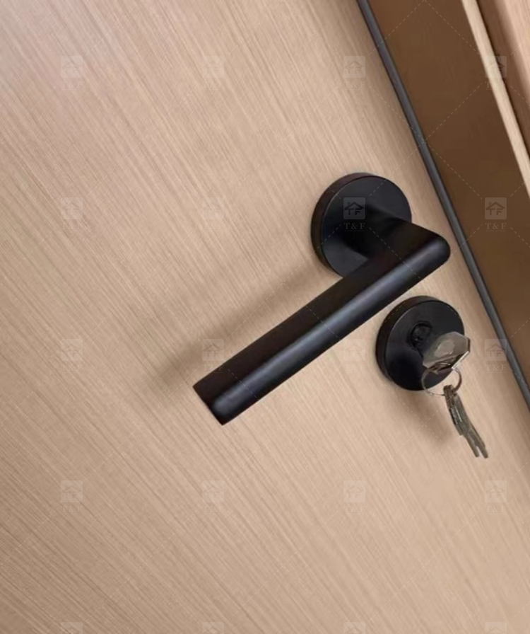 Modern Matte Black Interior Door Handle Split Base Lever Lock Quiet Bearing Easy Installation for Bedroom Bathroom Villa Hotel