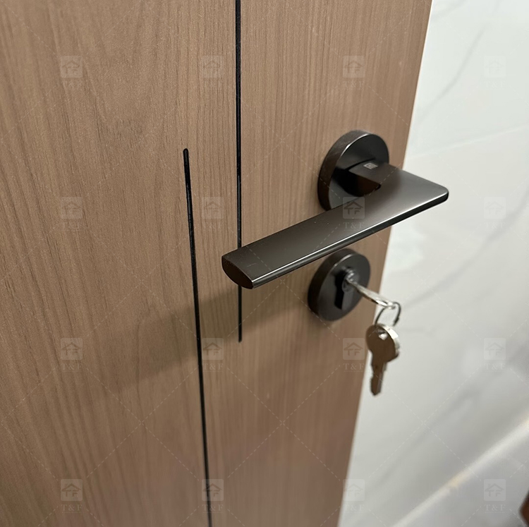 Modern Matte Black Interior Door Handle Split Base Lever Lock Quiet Bearing Easy Installation for Bedroom Bathroom Villa Hotel