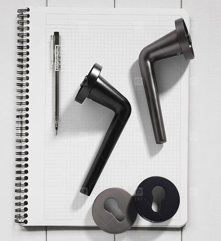 Modern Matte Black Interior Door Handle Split Base Lever Lock Quiet Bearing Easy Installation for Bedroom Bathroom Villa Hotel