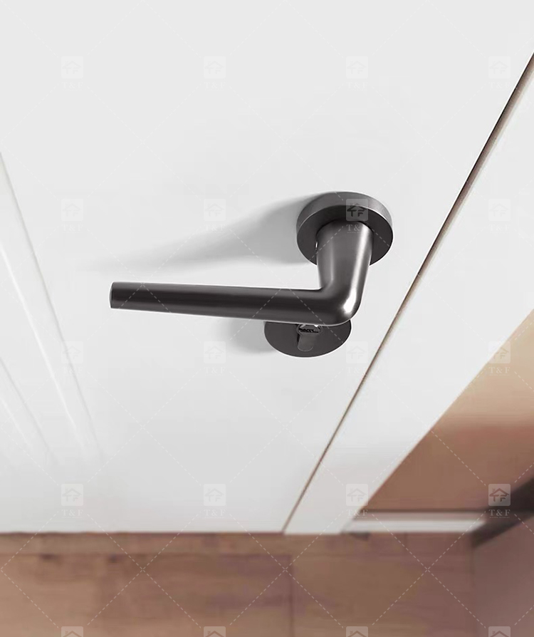 Modern Matte Black Interior Door Handle Split Base Lever Lock Quiet Bearing Easy Installation for Bedroom Bathroom Villa Hotel
