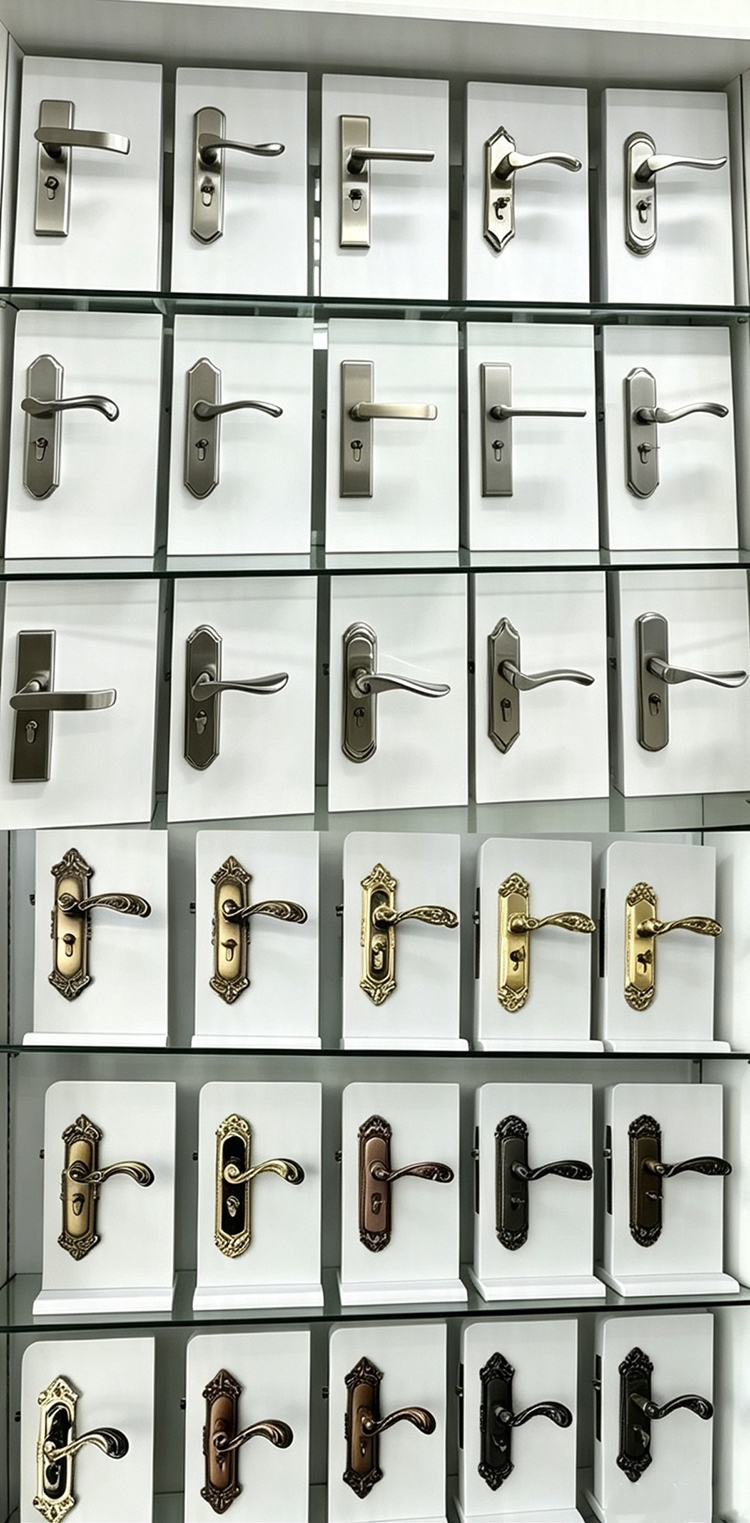 Simple Design Square Rose Interior Split Door Lock Matte Gunmetal Door Lever Handle Set With Key